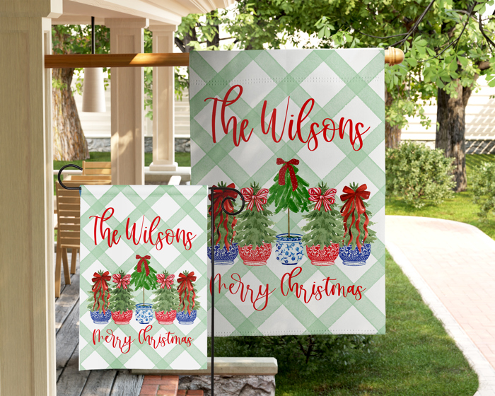 Personalized  Flags - Christmas Topiairy Set 