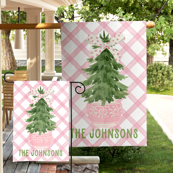 Personalized  Garden Flag  - Christmas Chinoiserie Pastel