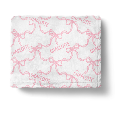 Personalized Pink Bow Blanket