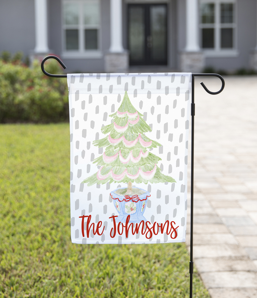 Christmas Garden Flag - Pastel Potted Tree