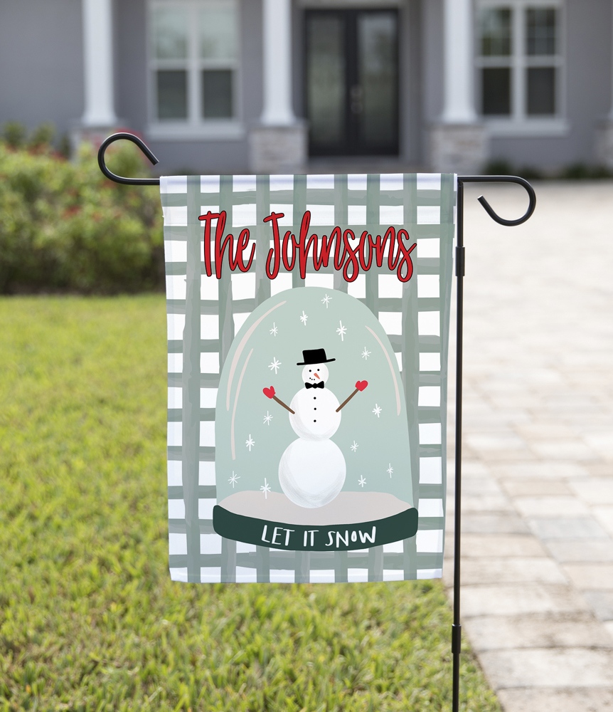 Personalized Garden Flag - Christmas Snowglobe Double Sided