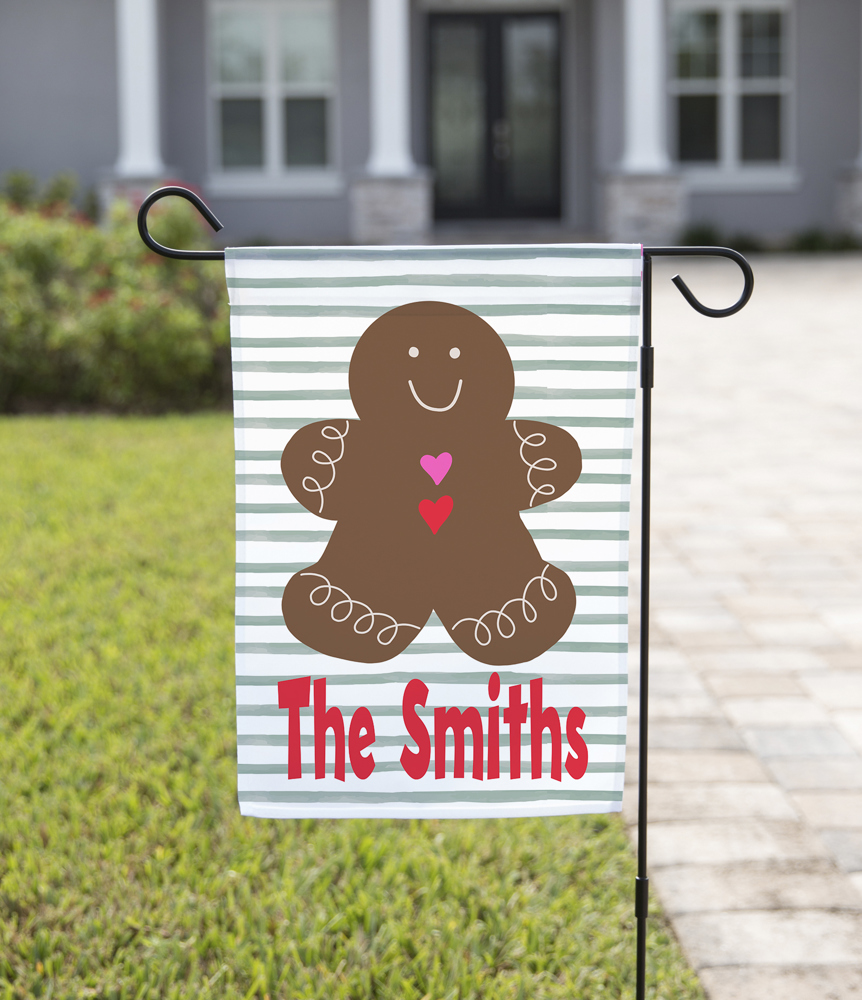 Personalized Garden Flag - Christmas Gingerbread Man