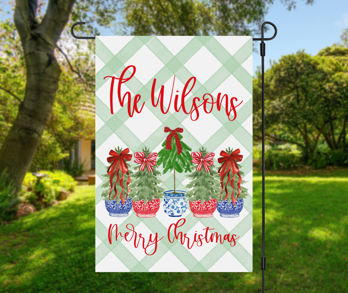Personalized  Flags - Christmas Topiairy Set 