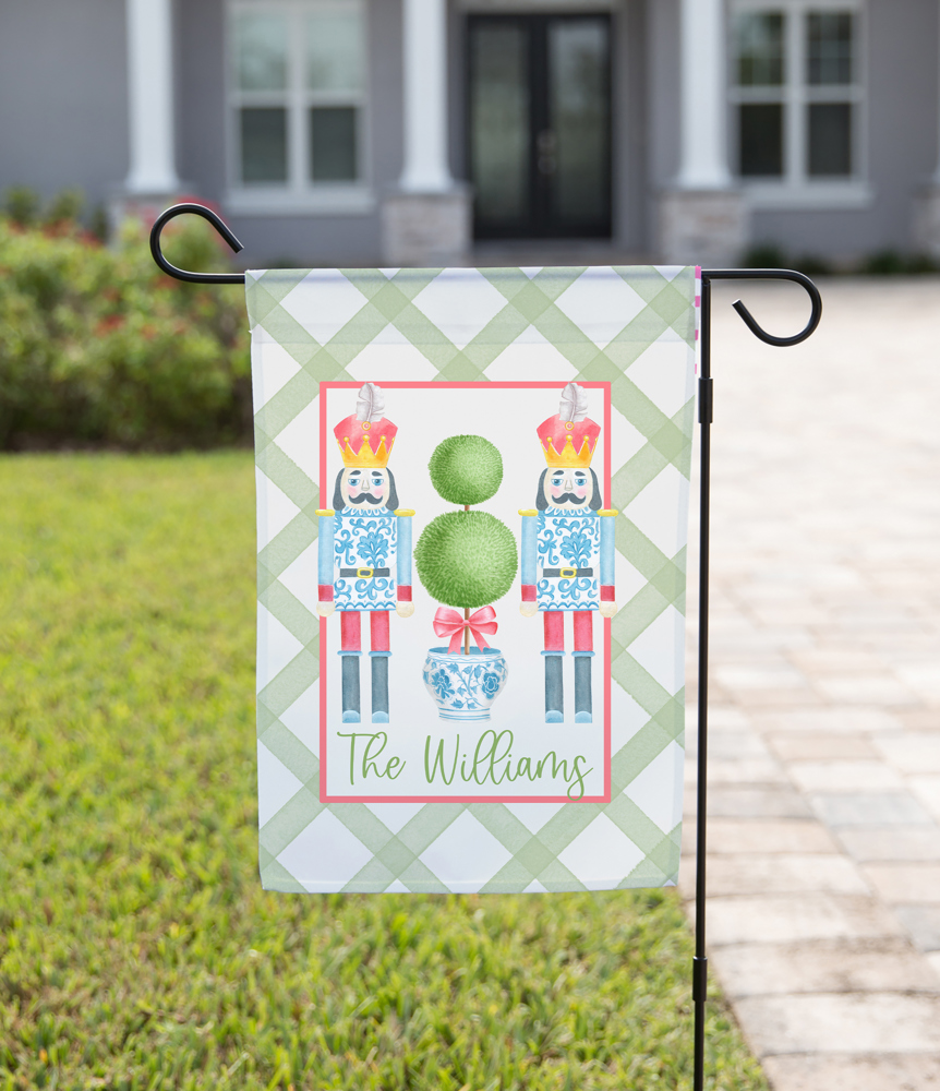 Christmas Garden Flag - Chinoiserie Nutcracker