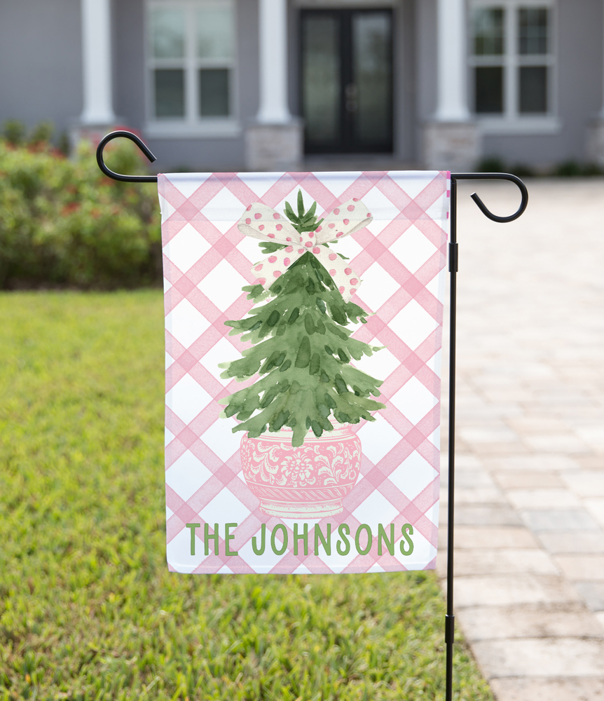 Personalized  Garden Flag  - Christmas Chinoiserie Pastel