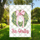  Personalized Garden Flag - Pink Bow Wreath