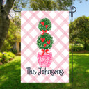 SIZE 12 x 18 Double Sided Garden Flag Personalized Garden Flag - Pink Chinoiserie Topiary