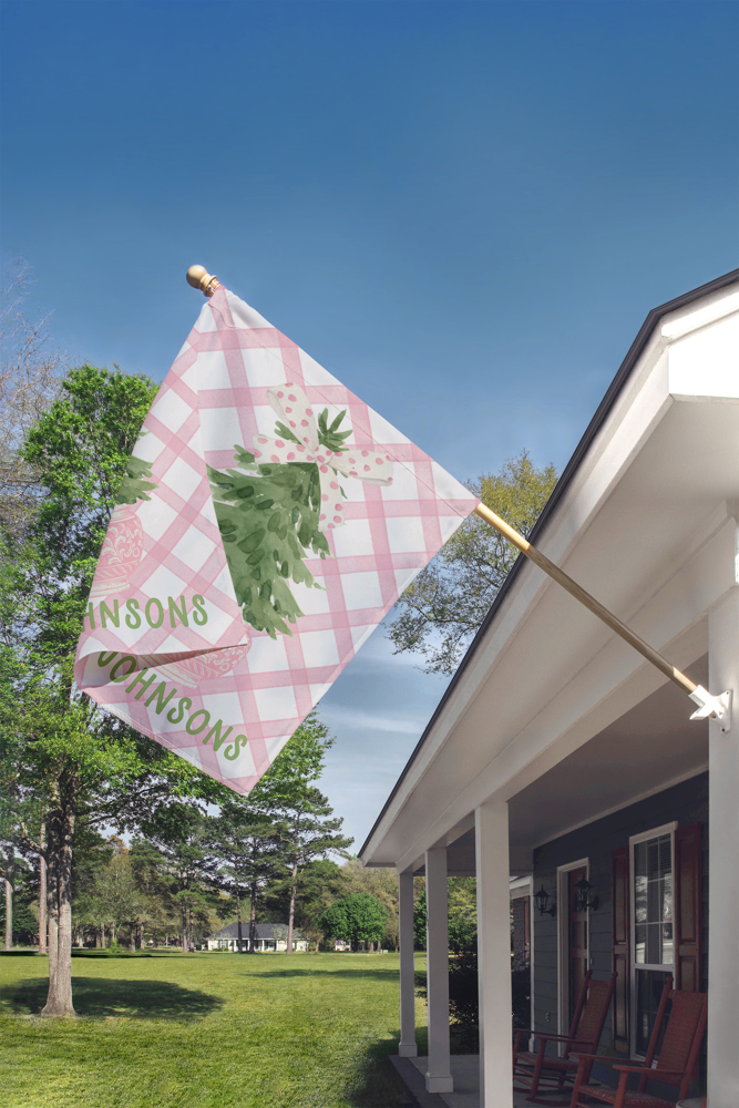 Personalized  Garden Flag  - Christmas Chinoiserie Pastel