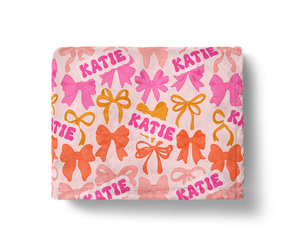 Personalized Retro Bows Name Blanket