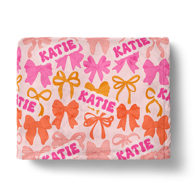 Personalized Retro Bows Name Blanket