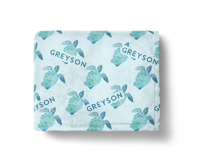 Personalized Turtle Blanket - Soft Minky