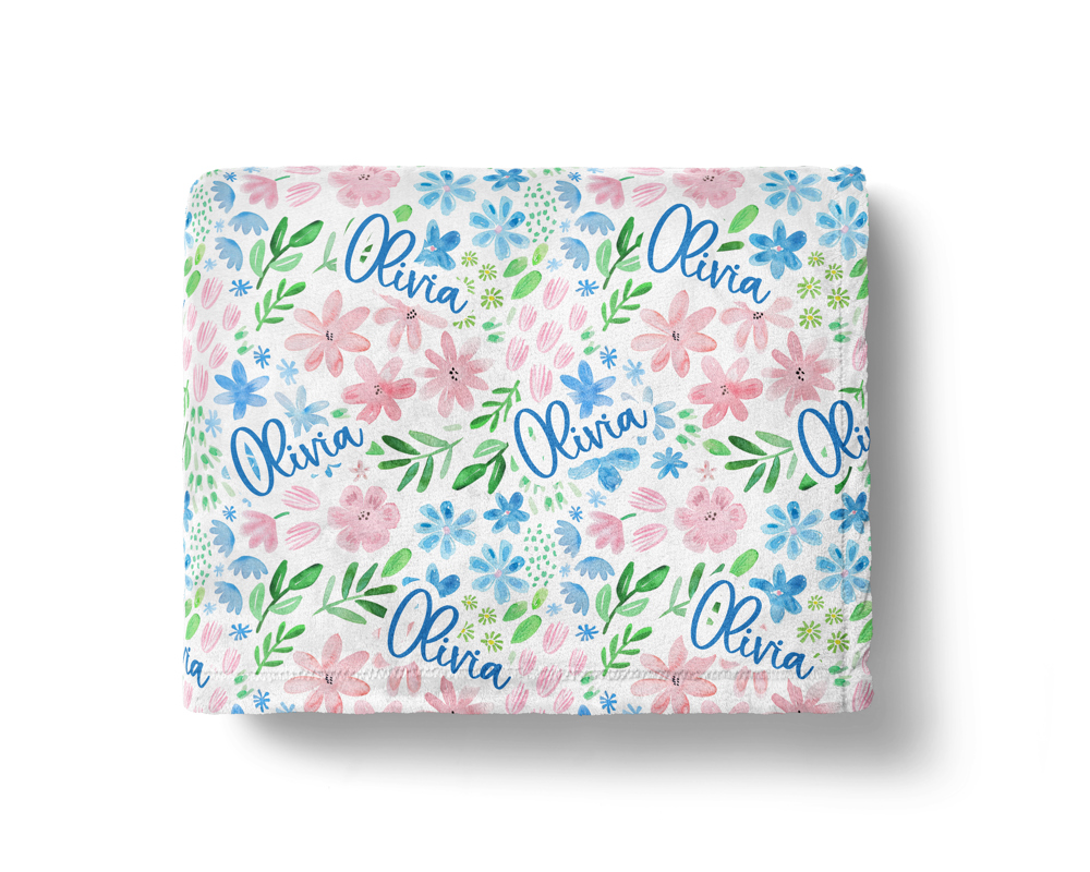 Personalized Floral Blanket