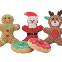  Christmas Pet Toys - Reindeer, Santa, Gingerbread Man, and Donut Plush Squeaky Dog Toy