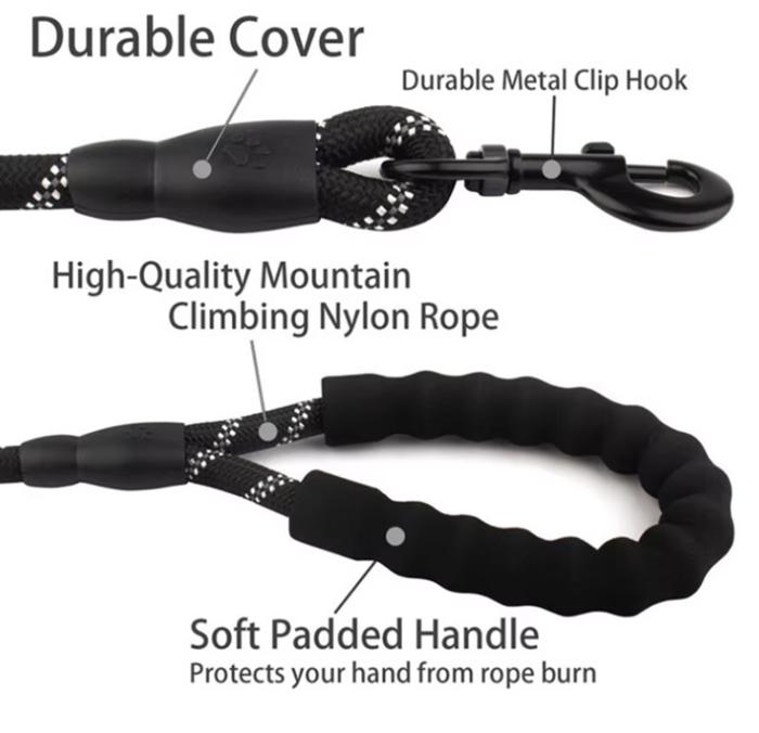 Reflective Dog Leash with Comfortable Padded Handle 