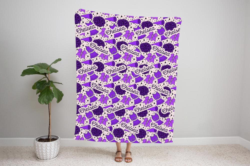 Personalized Cheerleader Throw Blanket - 50" x 60" Minky