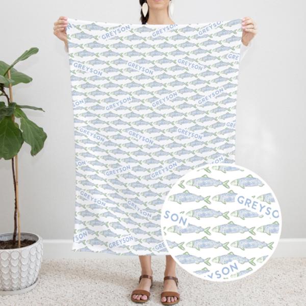 Personalized 30" x 40" Minky Fish Blanket