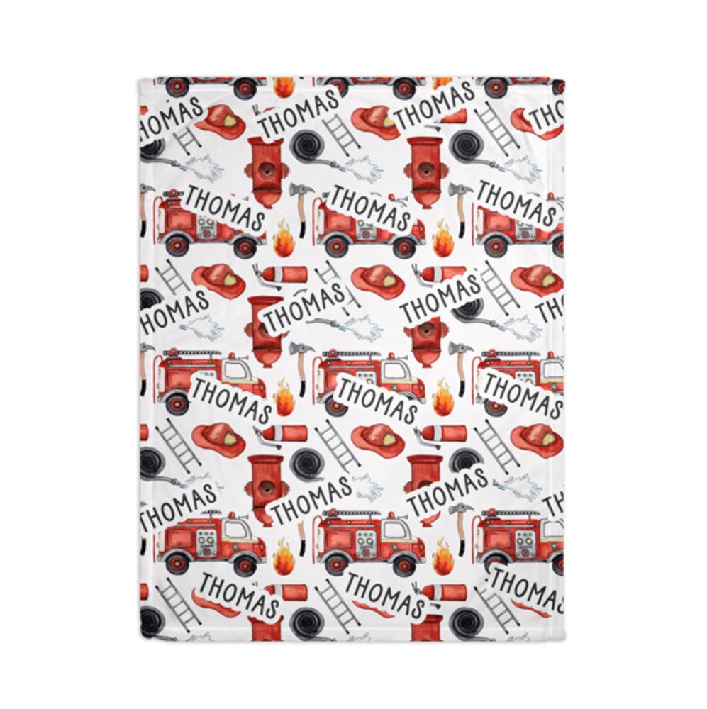 Personalized  30" x 40" Minky Firetruck Kids Blanket