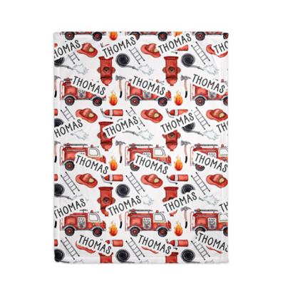 Personalized Fireman Minky Truck Blanket 50" x 60"