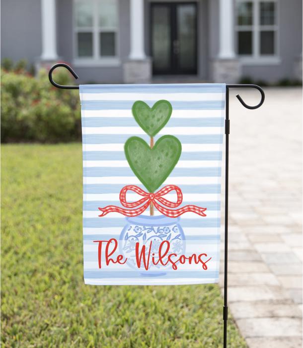 Valentine Garden Flag - Heart Topiary