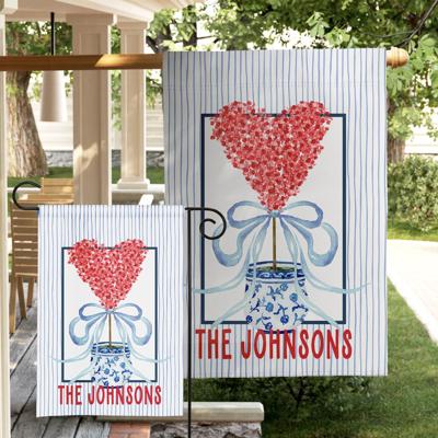 Personalized Garden Flag - Hearts Topiary