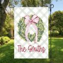 12x18 Garden 1-sided Personalized Garden Flag - Pink Bow Wreath