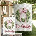  Personalized Garden Flag - Pink Bow Wreath