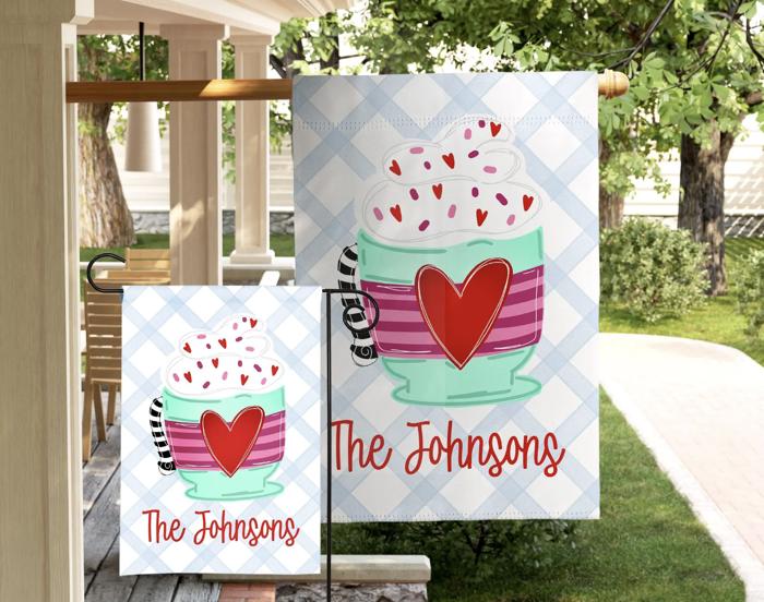 Personalized Garden Flag - Valentine Latte