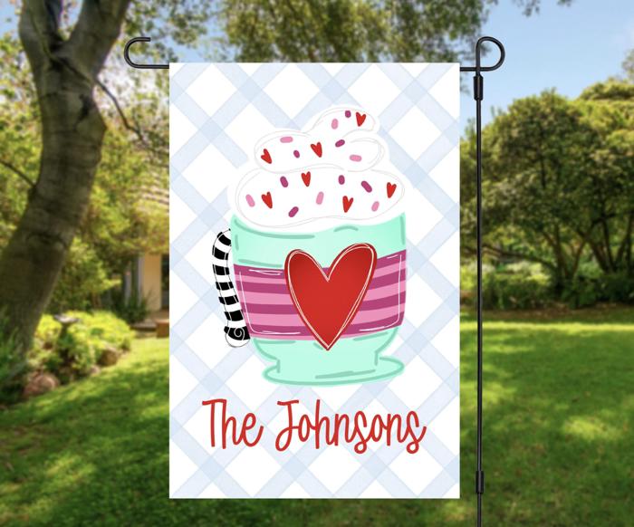 Personalized Garden Flag - Valentine Latte