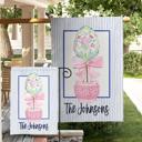  Personalized Easter Garden Flag - Chinoiserie Egg Topiary