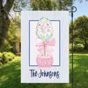 SIZE:  12x18 Garden 1-sided Personalized Easter Garden Flag - Chinoiserie Egg Topiary