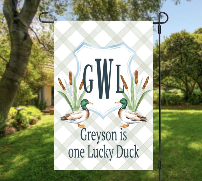 Personalized Birthday Garden Flag - One Lucky Duck