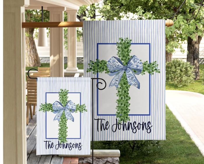 Personalized Garden Flag - Easter Cross