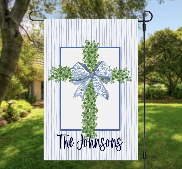 Personalized Garden Flag - Easter Cross