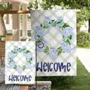  Personalized Garden Flag - Blue Bow Wreath