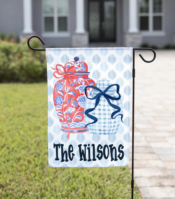 Personalized Garden Flag - Chinoiserie Ginger Bows