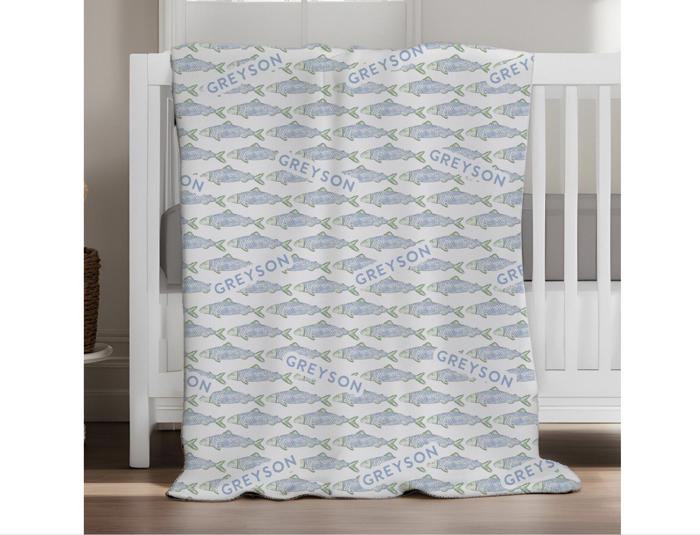 Personalized 30" x 40" Minky Fish Blanket