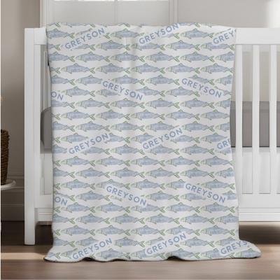 Personalized 30" x 40" Minky Fish Blanket