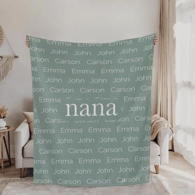Personalized Nana Blanket with Grandchildren Names - Custom Family Throw Blanket 