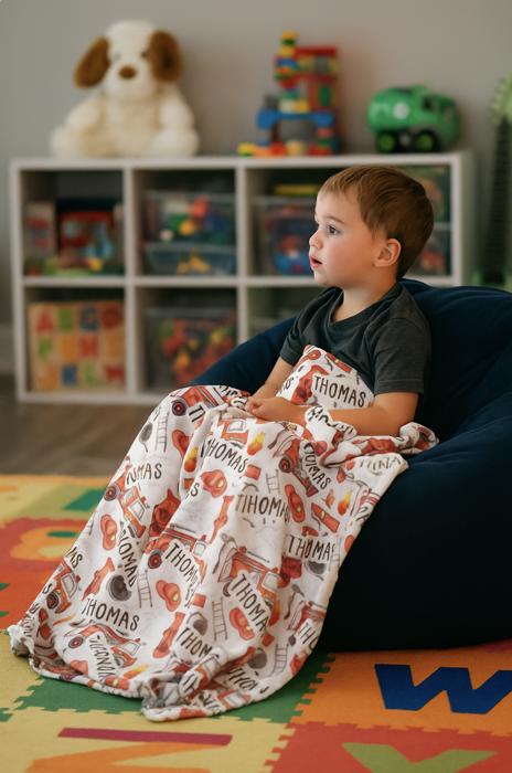 Personalized Fireman Truck Blanket