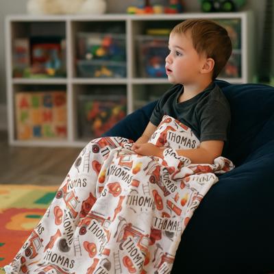 Personalized Fireman Truck Blanket