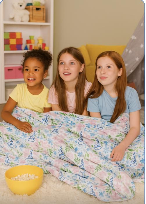 Personalized Floral Blanket