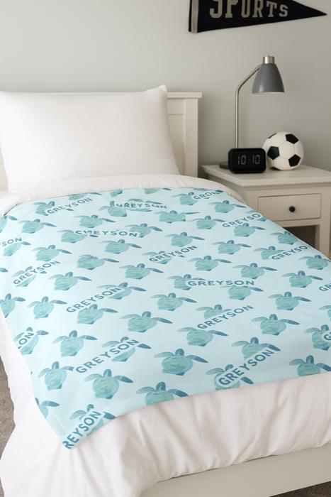 Personalized Turtle Blanket - Soft Minky