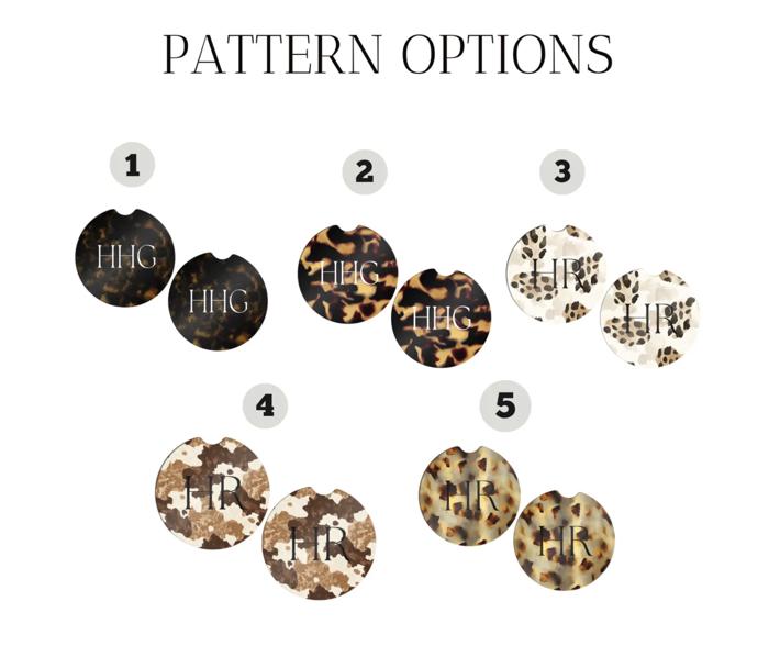 🐆 Personalized Animal Print Sandstone Car Coasters – Set of 2