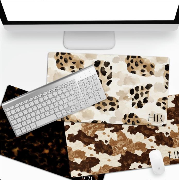 Monogrammed Animal Print Desk Mats - 4 sizes