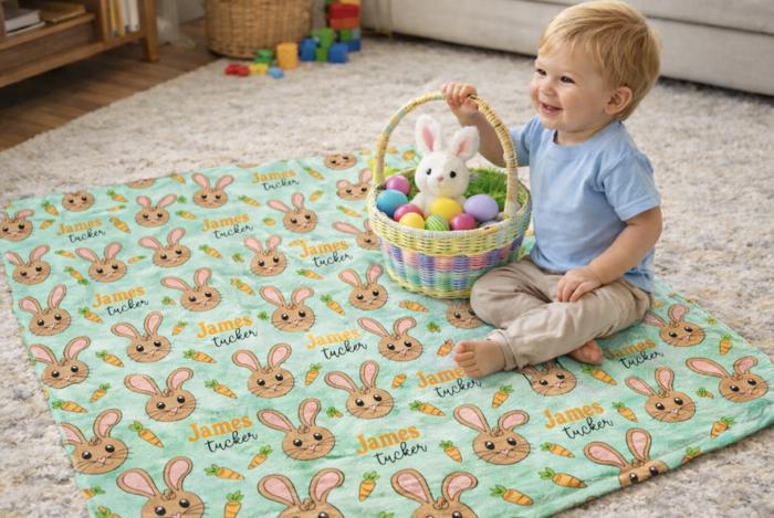 Personalized Easter Minky Blanket - 4 Designs