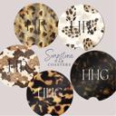  🐆 Personalized Animal Print Sandstone Car Coasters – Set of 2