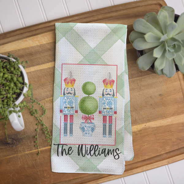 Christmas Waffle Towel - Grandmillennial Nutcrackers