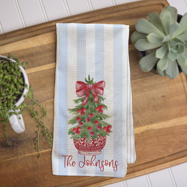 Christmas Waffle Towel - Bow Christmas Tree