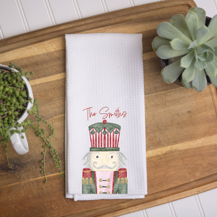 Personalized Christmas Kitchen Towel – Pink Nutcracker
