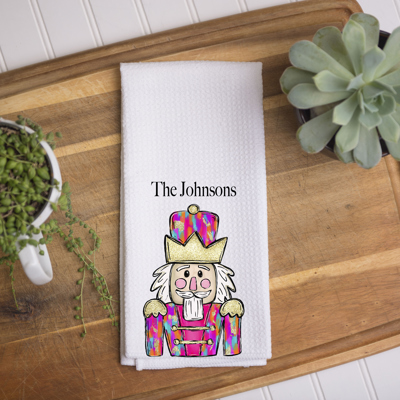 Personalized Christmas Kitchen Towel – Holiday Nutcracker